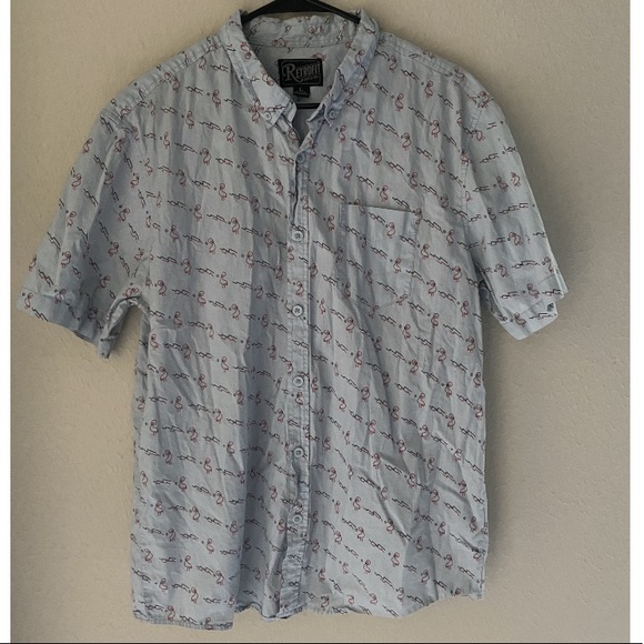 Retrofit Flamingo Print button down shirt Sz L - Picture 3 of 4